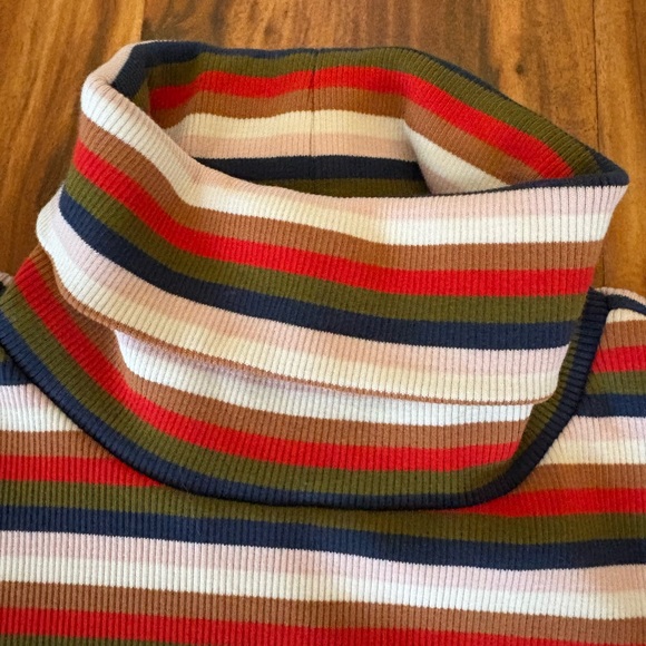 Veronica Beard Jeans Women’s Cedar Multi Striped Ribbed Turtleneck XS Shirt Top - Picture 6 of 9